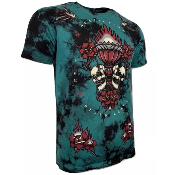 AFFLICTION Men's T-Shirt S/S SCARED TOUCH Black - Picture 4 of 12